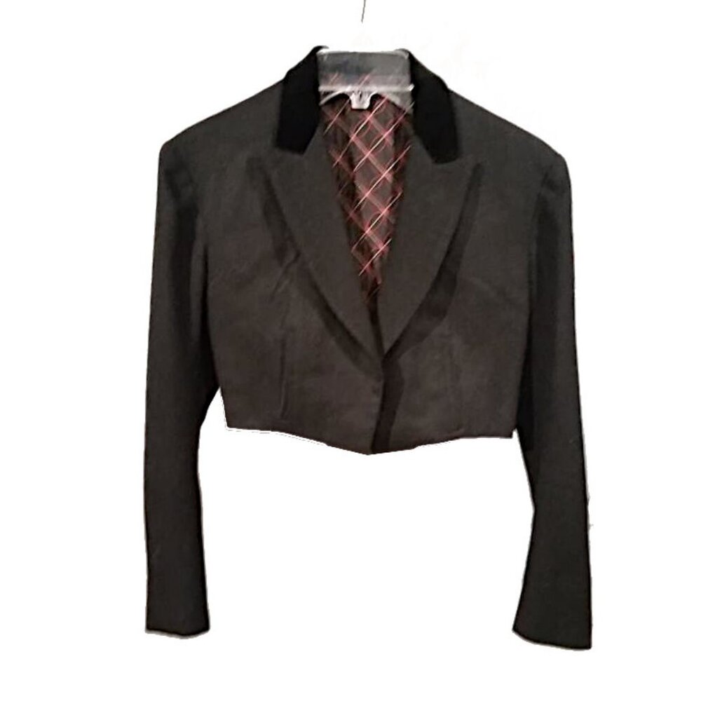Black Wool Spencer Jacket Velvet Collar Regency Bridgerton
